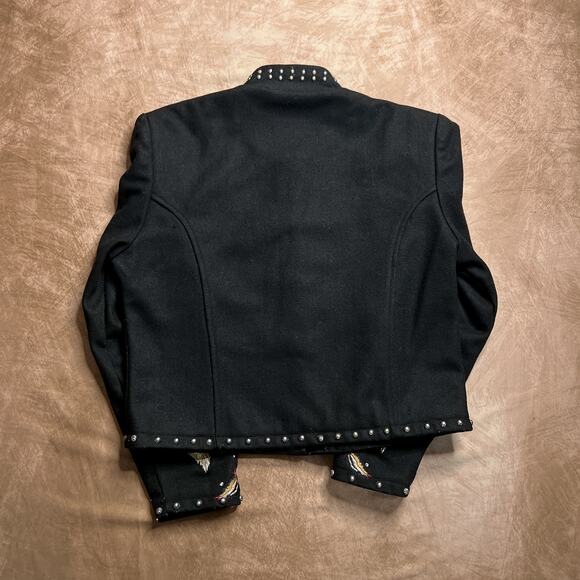 Gordon & James Vintage 90s Feather Embroidered Western Jacket Wool Blend Studded - Picture 3 of 7